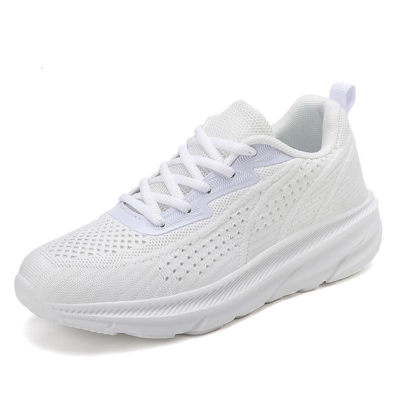 Women's Autumn Flyknit Thick Sole Casual Running Shoes - Breathable Mesh, Large Size, Comfortable Sport Sneakers for Mom