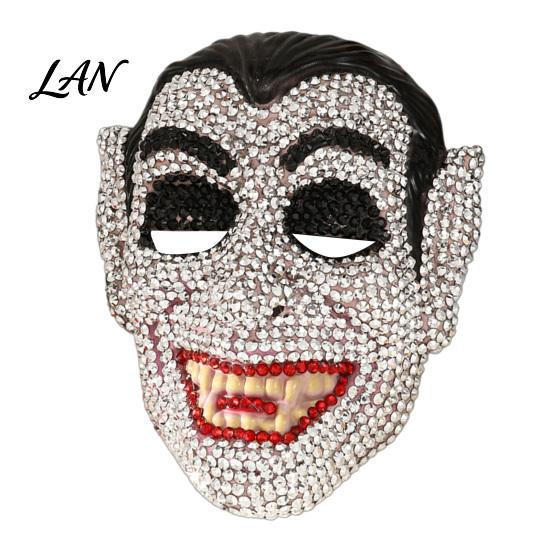 Sparkling Rhinestone Mask Halloween Skull Full Face Mask, Sparkly Masquerade Eye-catching Stage Prop for Party, Adjustable Strap Cosplay Women