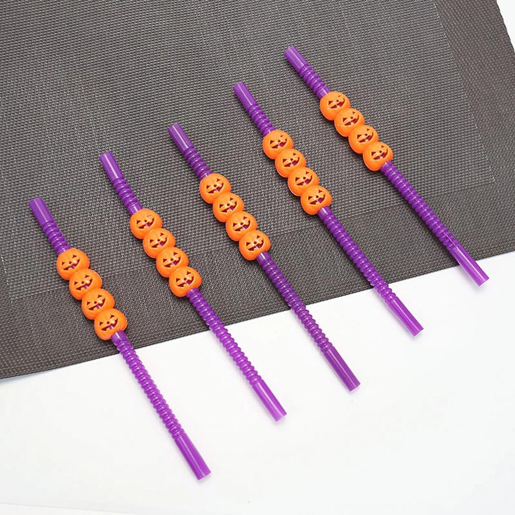 5pcs- Halloween Straws,Happy Festive Pumpkin Straws - Halloween Party Supplies,Perfect For Parties, Home Bars & Cocktails