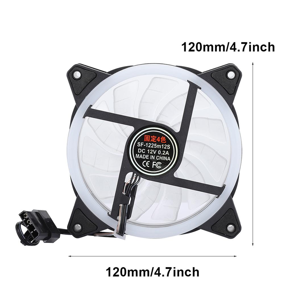 RGB Fan Multicolored Chassis Fans Desktop Computer CPU Cooling Aurora Silent 12cm(Aurora Double Aperture Multicolored