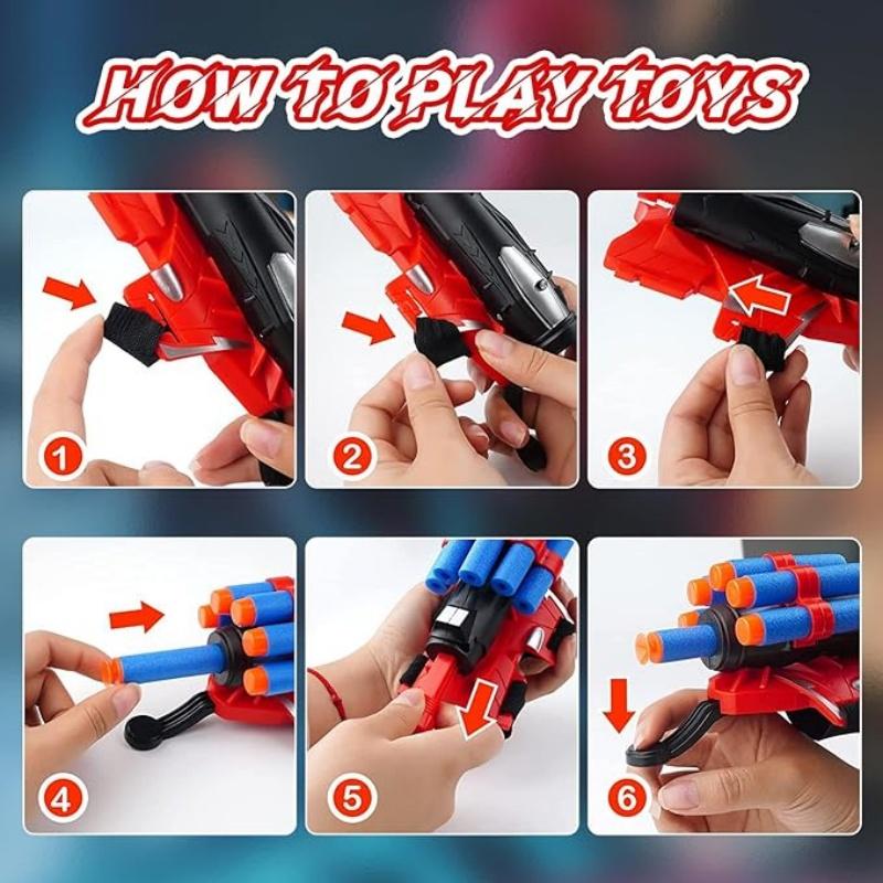 2 Pieces Spider Web Shooter Hero Wrist Launcher Playset with RPG Rocket Gloves Fun Kids Decorative Wrist P Toys