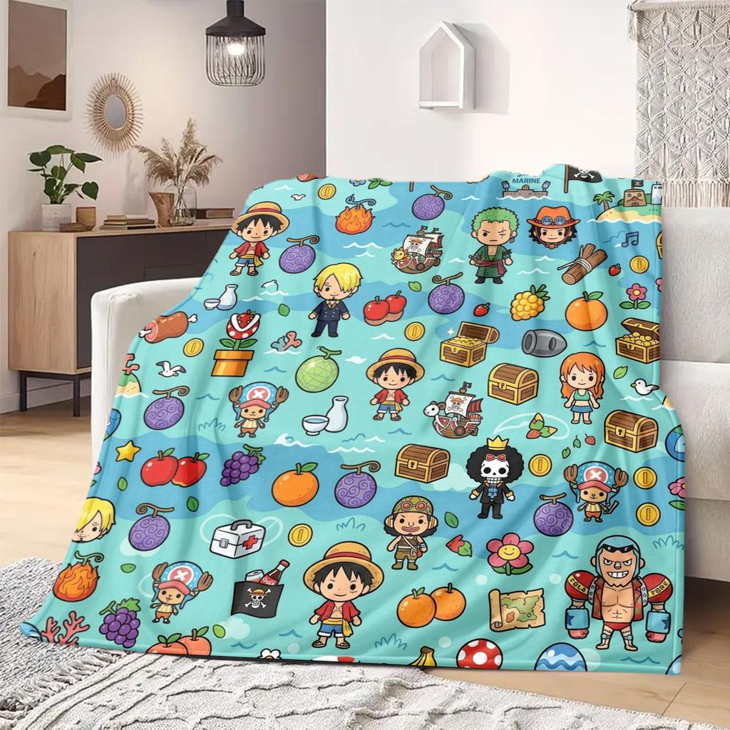 One Piece Art Flannel Blanket Vibrant Design Ideal For Bedroom Sofa Bed Chair Picnic Travel -HE38