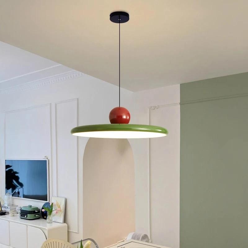 Modern LED Pendant Lights 40cm Green Flat Cover Hanging Lamps For Living Room Restaurant Coffee Shop Office Bar Lighting Luster