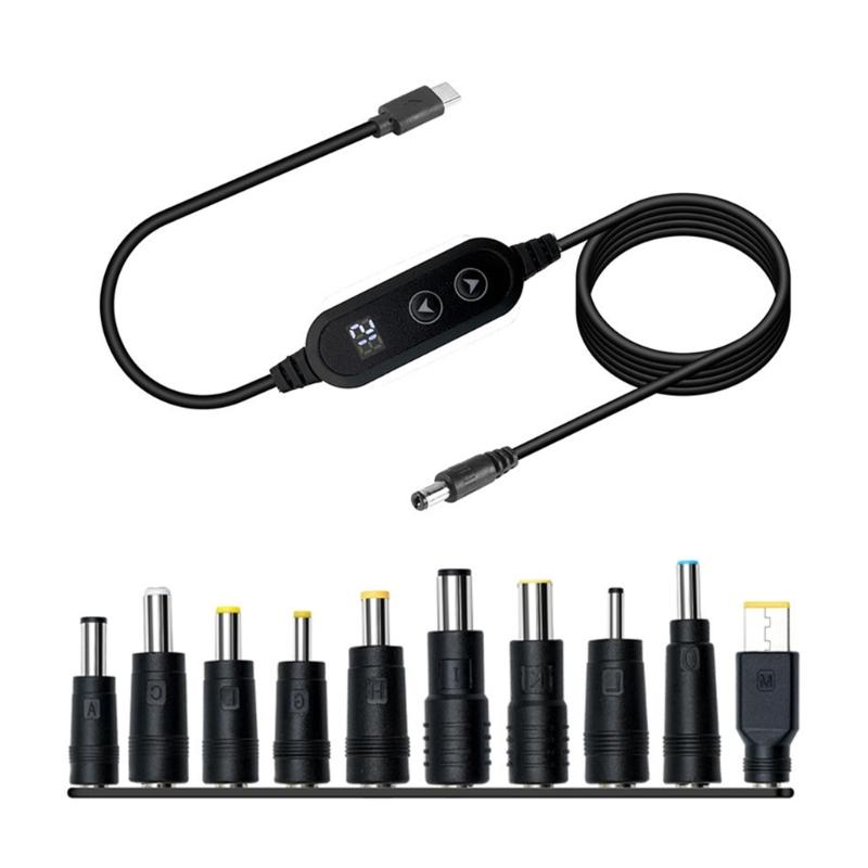 Type C to DC5525 5.5X2.5MM Power Cable PD100W 28 Interchangeable Tips PD5V-20V Optional for Various Electronic Devices