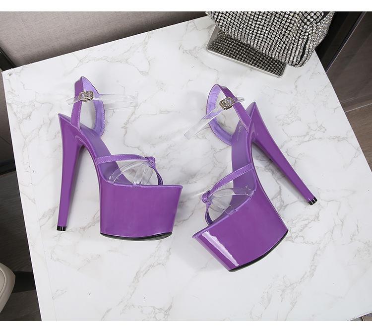 Damen Stiletto Schuhe Lackleder Transparent Schnalle Modische Sandalen 181 Serie 16,5cm Absatz 7cm Plateau LFD