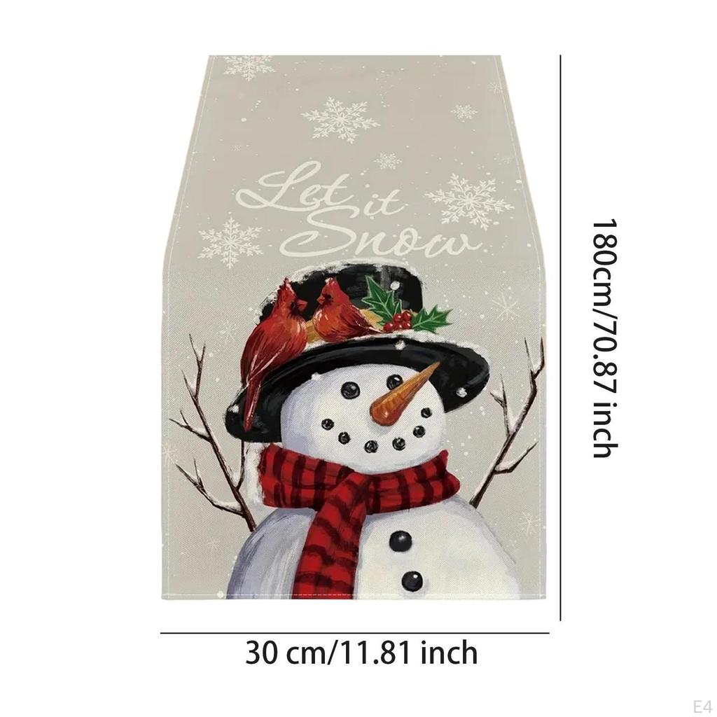 Christmas Snowflake Table Runner, Let It Snow Tablecloth, Fashion 12x71 Inch Kitchen/Dining