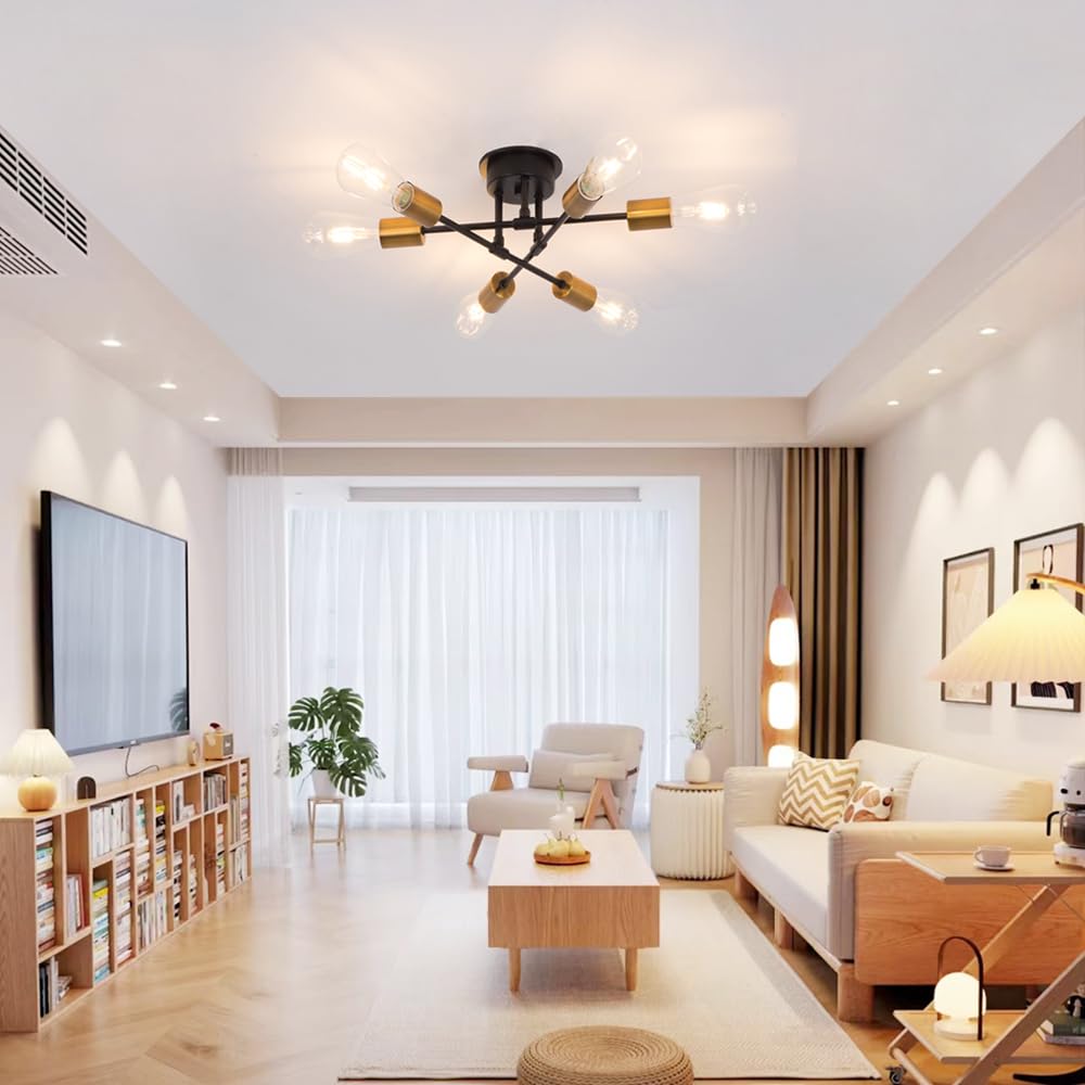 6-Light Pendant Light, Nordic, Modern Industrial, Antique, Retro, Ceiling Lighting, Hanging Bulb, Stylish, Dining Room Lighting, Living Room