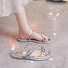 French evening slippers flat shoes pinch cold slippers fairy wind beautiful sandals women's summer wear silver women's shoes