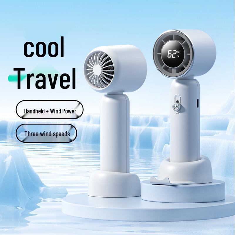 Compact USB Rechargeable Mini Fan with Digital Display
