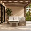 Garden Sofa Set 5 Pieces Beige and Cream White Poly Rattan