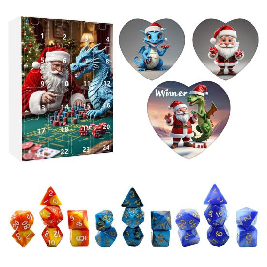 DND Dice Set Advent Calendar 2024 24-Day Countdown to Christmas Acrylic Polyhedral