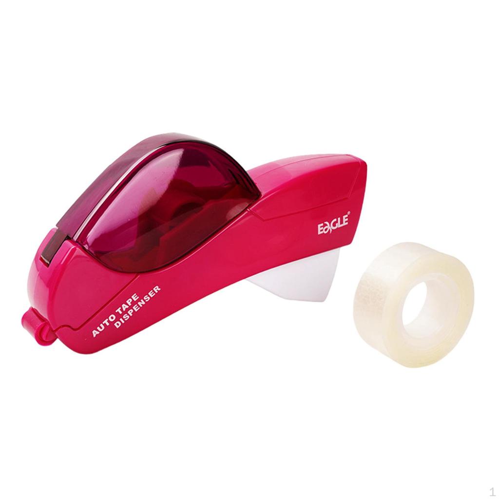 Automatic Tape Dispenser Ergonomic Gift Auto Cutter for Office Home Wrapping Rose Red