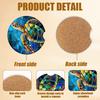 Colorful Sea Turtle Car Coasters for Cup Holders, 2 Pack Absorbent Ceramic Animals Car Cup Coasters Interior Accessories 2.56 Inch for Women Men