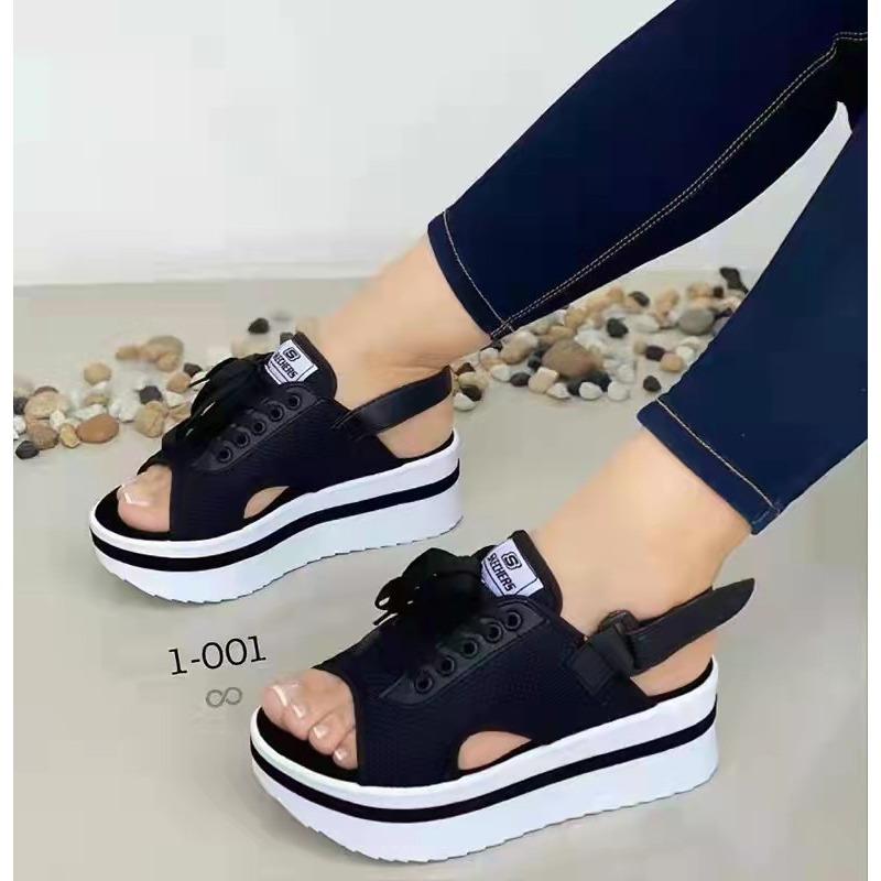 

Large size sandals women s summer new platform fish mouth Velcro casual beach shoes 36 чёрный