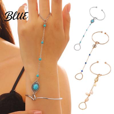 Vacation Style Accessory Fashion Finger Chain & Ring Set Interconnected