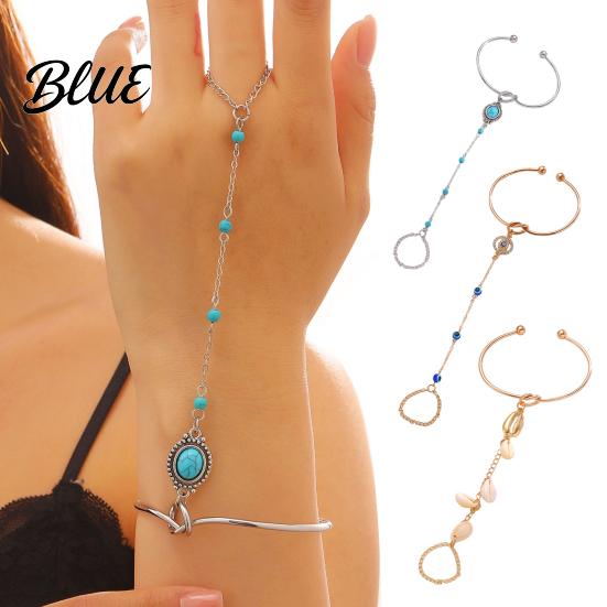 Vacation Style Accessory Fashion Finger Chain & Ring Set Interconnected