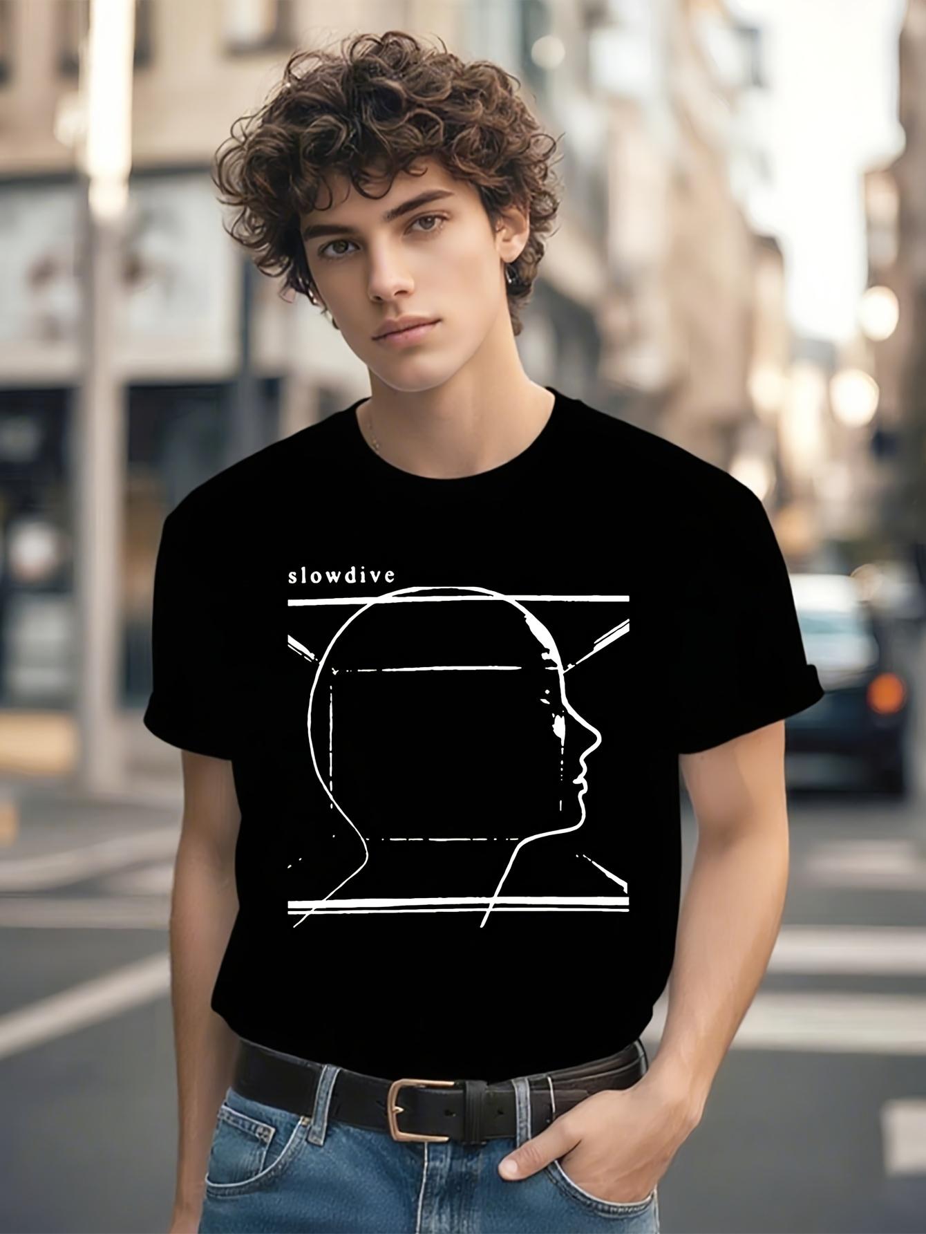 Slowdive Artistic Print Black Cotton Tshirt S