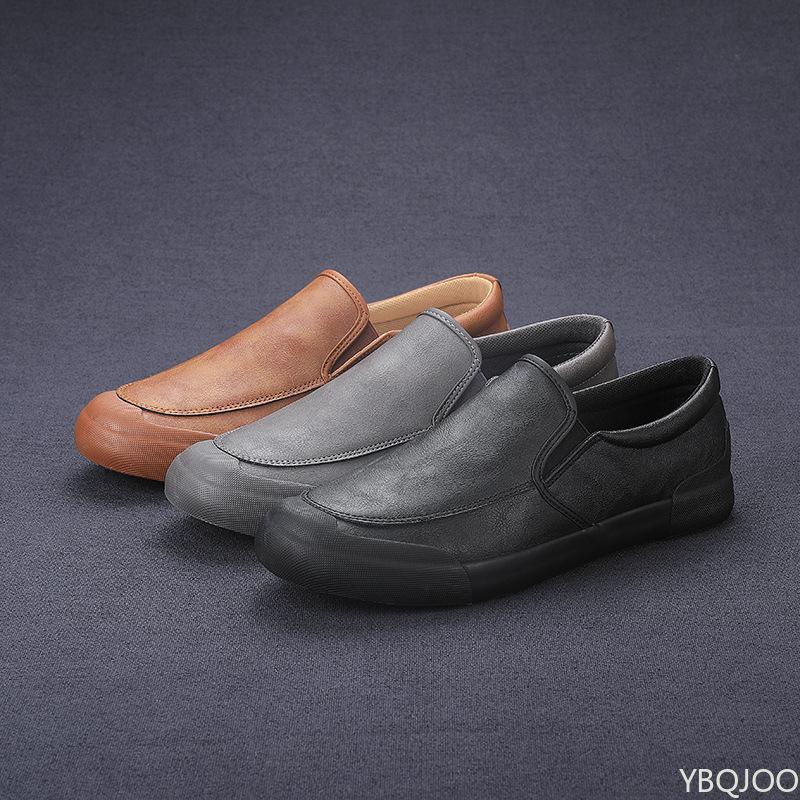 Men's casual leather shoes fashionable low cut solid color autumn winter new style anti slip simple comfortable men's shoes