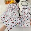 Kreslený jezevčík puntíkovaný pruhovaný dámský pyžamový set - Krátký rukáv, korejský styl, třídílný domácí oděv.