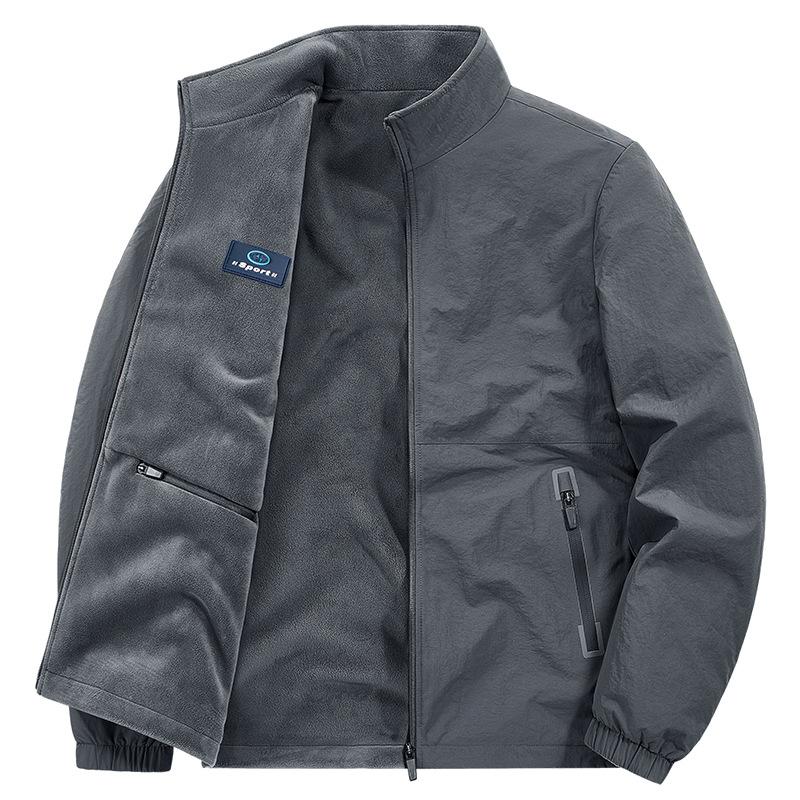 

New Spring and Autumn Men s Casual Jacket Jacket Middle-aged and Young Stand-up Collar Jacket Loose Top M темно-сірий