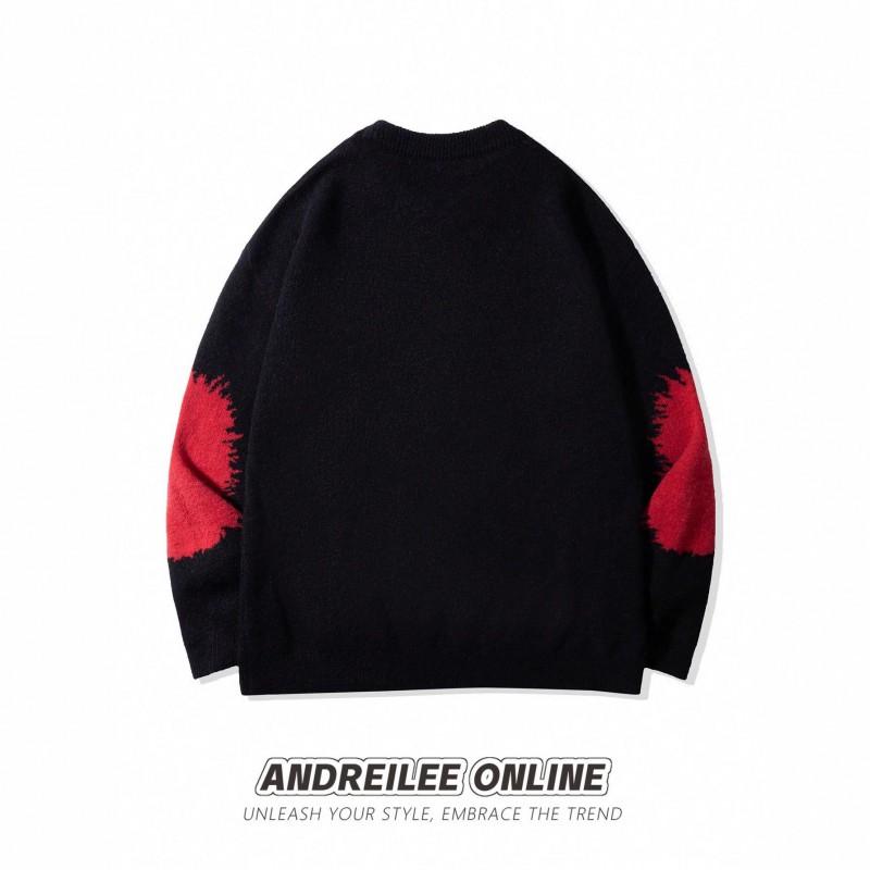 Skull Graphic Knit Sweater Men Women Loose Fit Vintage Pullover Streetwear