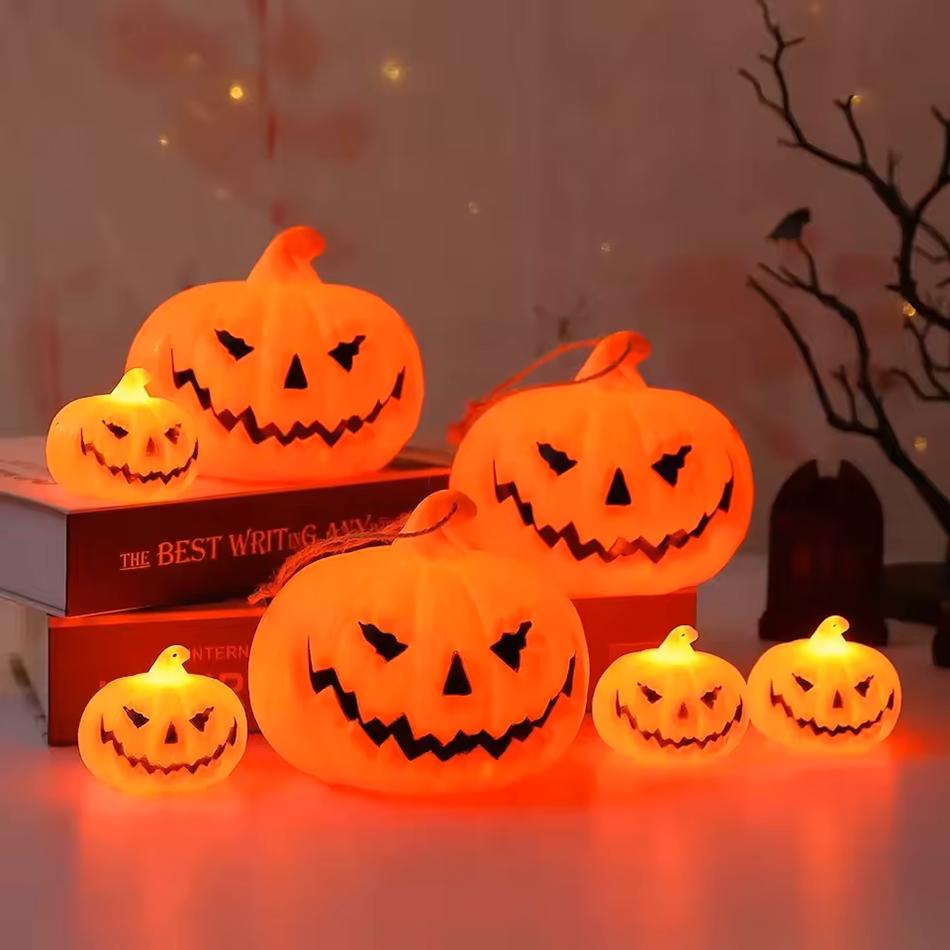 1-6PCS Halloween Pumpkin LED Electronic Candle Light Battery Powered Flameless Candles Home Decor Lamp Party Ornaments Props