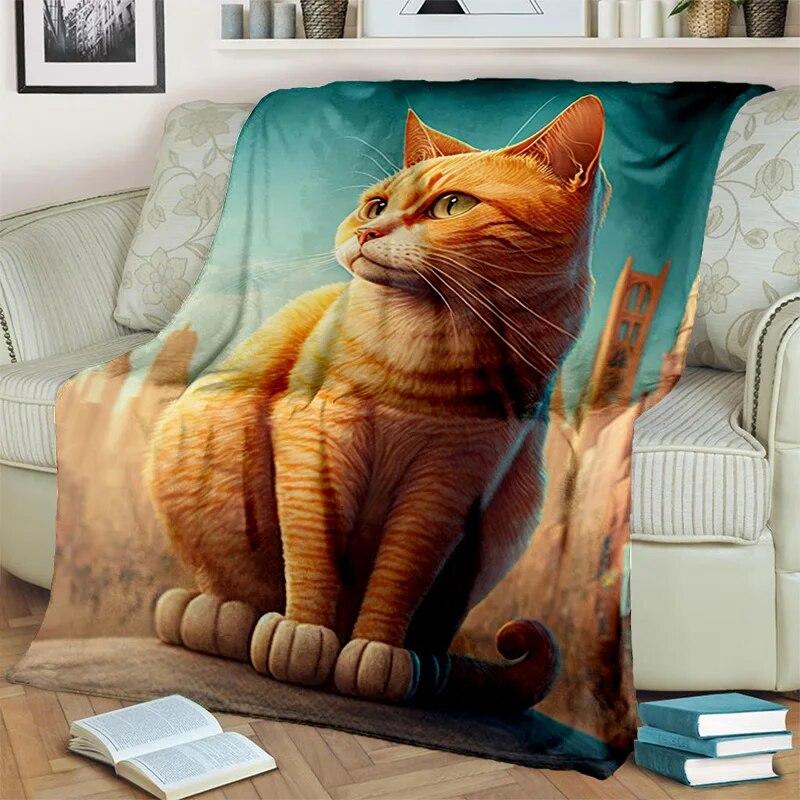 Roztomilá kočka kaliko, kočka Garfield, perská kočka, kreslená deka Ragdoll, měkká deka pro domácí ložnici přikrývka na pohovku pro děti