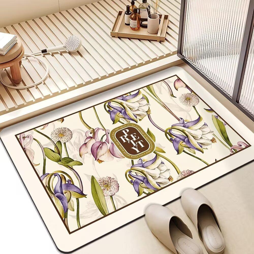 American Flower Light Luxury Advanced Sense Bathroom Absorbent Mat Dirty Non-slip Mat Toilet Quick Dry Good Care Door Mat