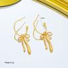New Luxury Fashion Bowknot Earrings Retro Soft Versatile Gold Color Tassel Stud Earring Jewelry For Daily Wear By Women Gifts