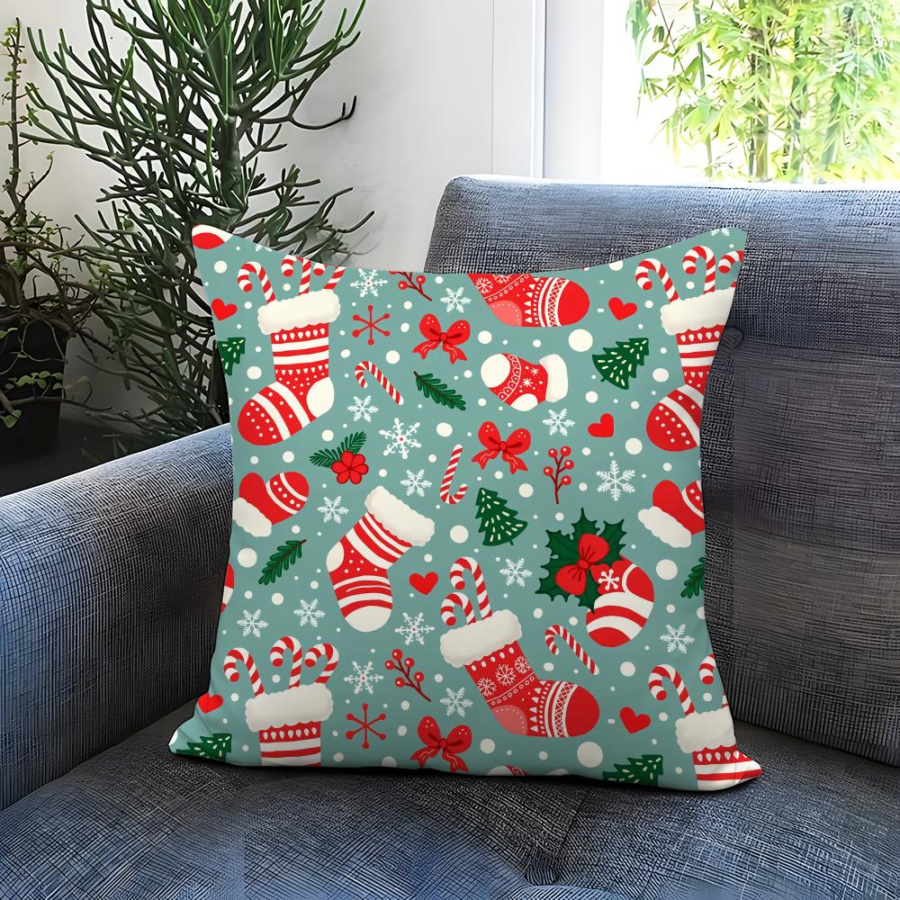 Christmas tree bells snowman Cushion Cover Comfortable Reversible Pillow Cover Ideal for Car Sofa Bedroom & Beyond