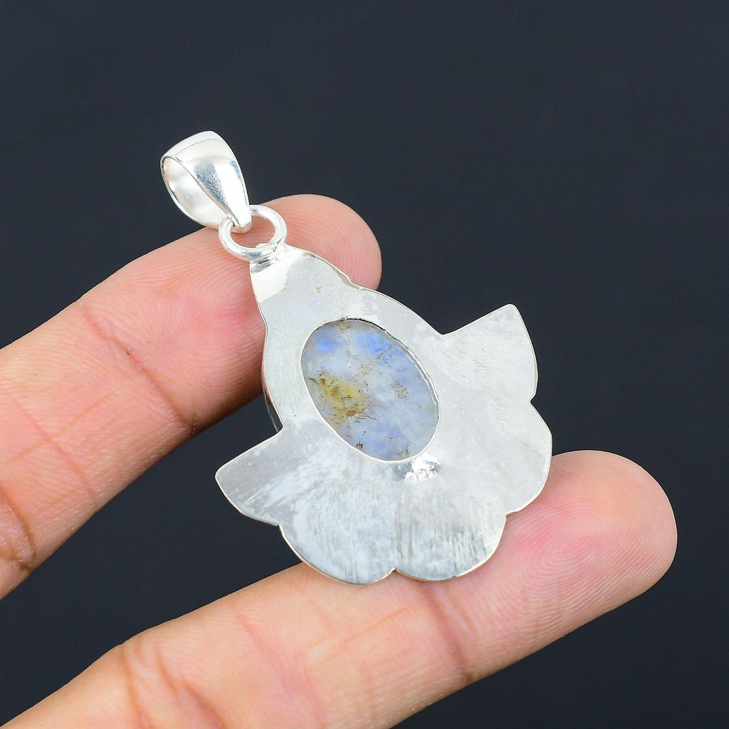 Rainbow Moonstone Stone 925 Sterling Silver Sister Ethnic New Pendant Jewelry