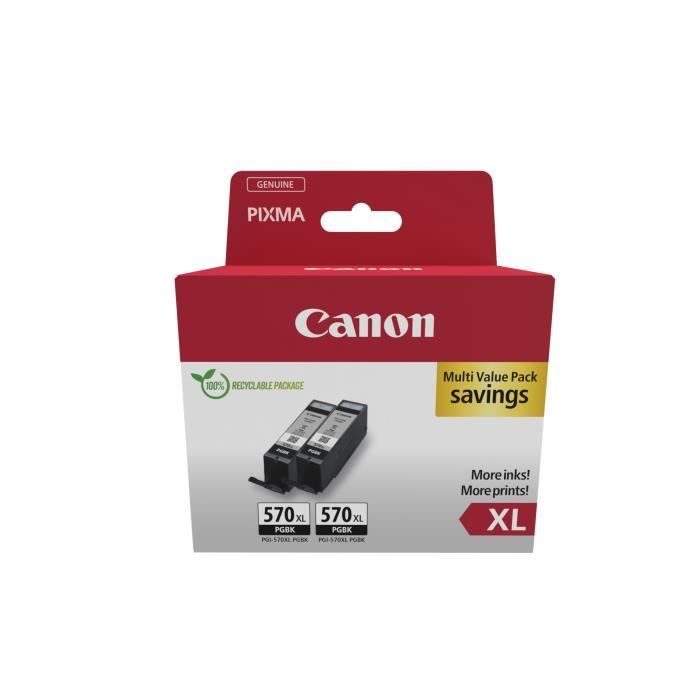 Pack 2 cartouches d'encre XL CANON PGI-570XL BK - NOIR