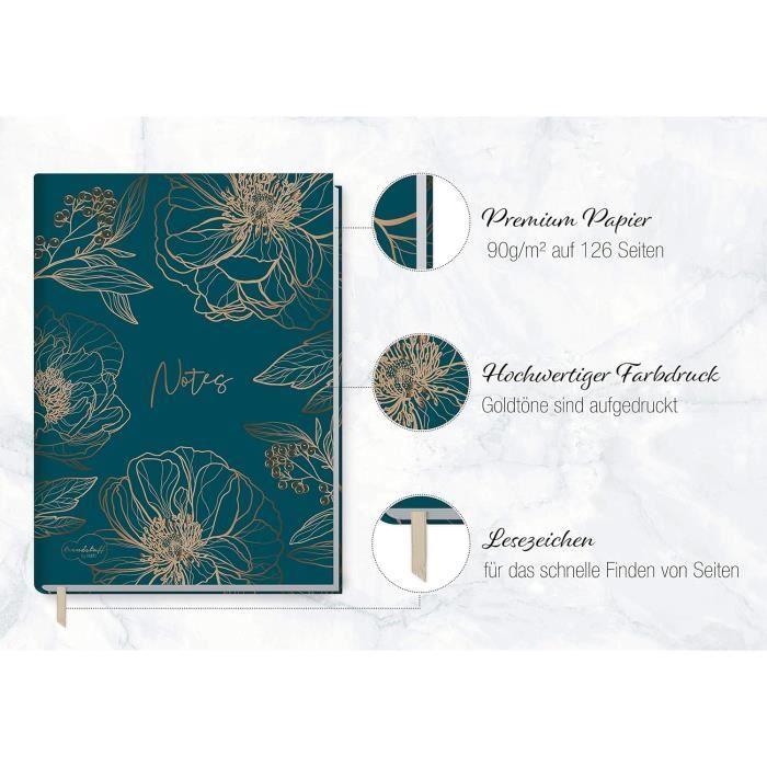 Carnet de notes - Häfft - A5 - Émeraude et doré - 124 pages - Papier certifié FSC