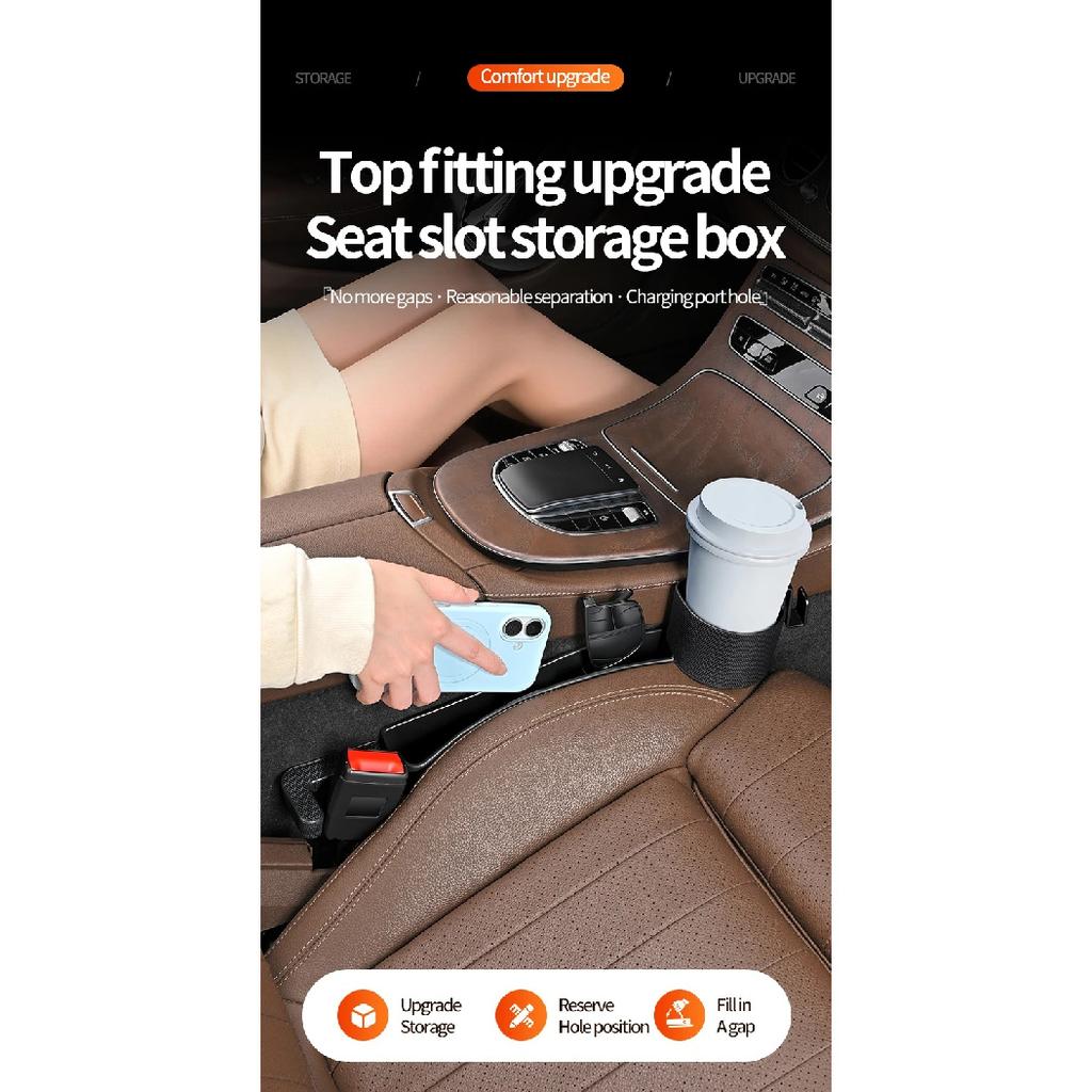 Upgrade Car Seat Gap Filler Organizer Car Side Seat Gap Filler with Cup Holder and Hook 2 Pack Auto Storage Interior Accessories