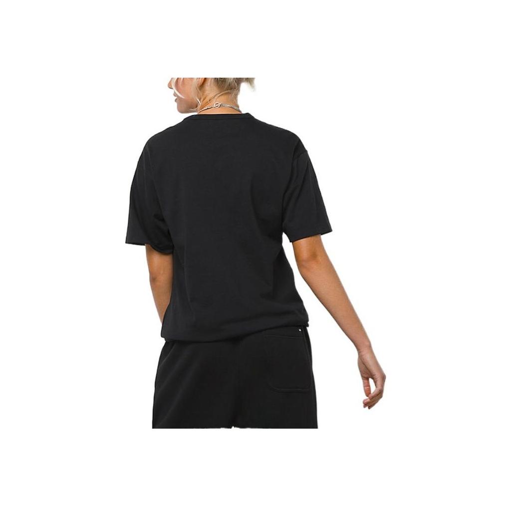 Vans Solid Color Logo And Letter Print Short Sleeve T-Shirt Unisex Tops Black VN000056BLK