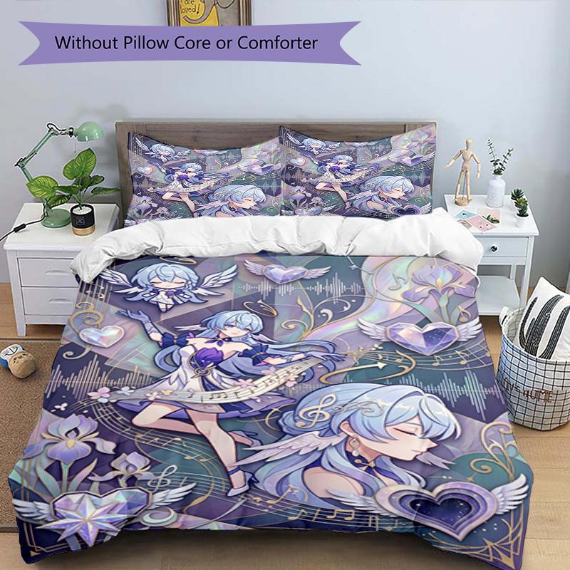 3pcs Duvet Cover Set (1*Duvet Cover + 2*Pillowcase, Without Core), Robin (Honkai Star Rail) Print Bedding Set, Bedroom Decor, All‑Season, Birthday Gif