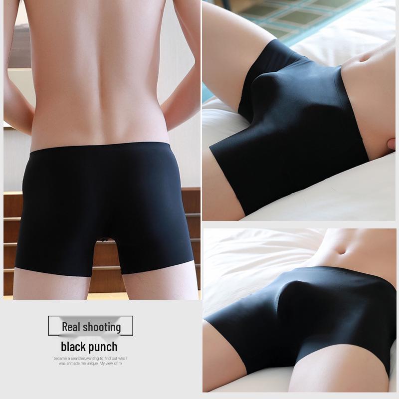 

Мужские весенне-летние бесшовные боксеры-брифы из ледяного шелка 3D – Легкие, прозрачные, больших размеров 4XL чёрный