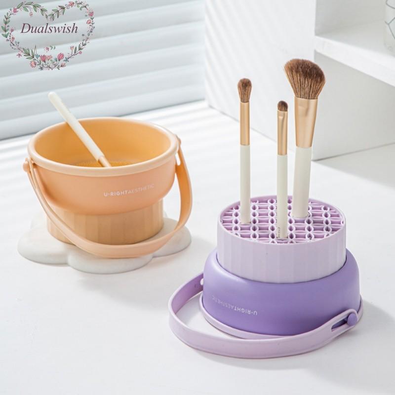 3 In 1 Makeup Brush Silicone Cleaning Bowl Cleaning Makeup Brush Beauty Egg Makeup Tool Scrubbing Board Hanging On The Drying Box
