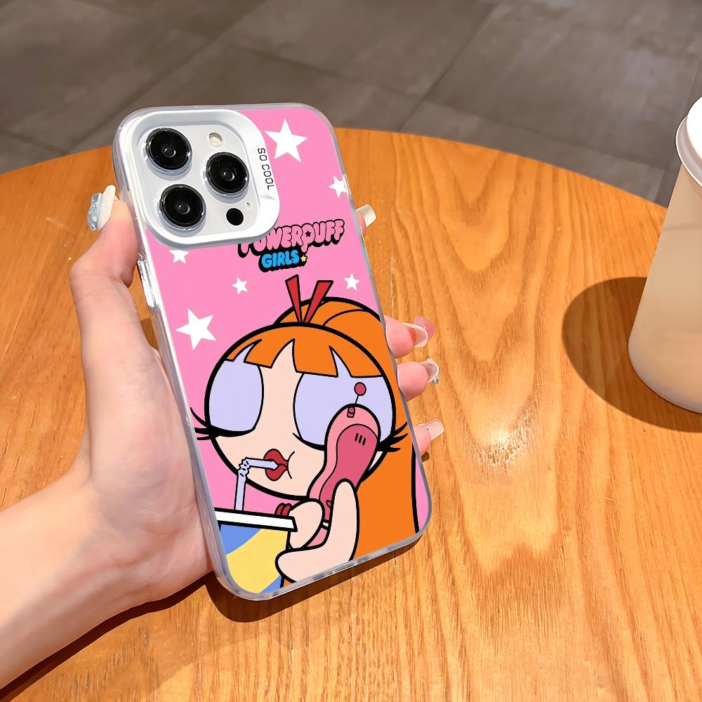 Cartoon Star P-Powerpuff Girls Phone Case For iPhone 16 15 14 13 12 11 Pro Max White Matte Laser Metallic Aurora Funda