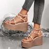 Fashion 2025 New Women Sandals Casual Roman Wedge Luxury Shoes Thick Sole High Heels Shoes Women Rivets Open Toe Platform Sandals Women