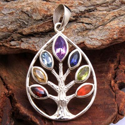 Ciondolo Reiki, Ciondolo fatto a mano, Regali per lei, Ciondolo di fascino d'argento, Ciondolo in pietra 7, Gioielli Chakra, Ciondolo di guarigione di cristallo