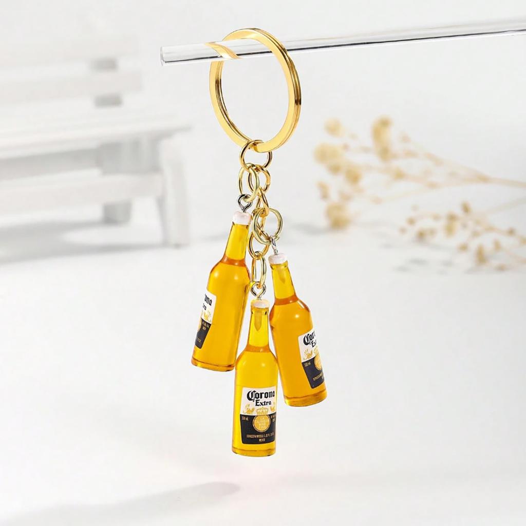 Mini Wine Bottle Keychain 3D Resin Bottle Bag Pendant Beer Bottle Charm Couple Family Keychain Pendant