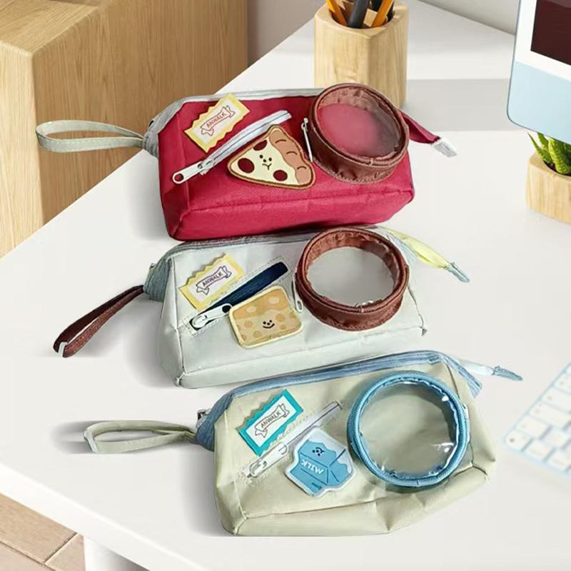 Astuccio carino con cuciture a contrasto Astuccio multistrato di grande capacità Astuccio fai-da-te Borsa per il dolore delle ragazze