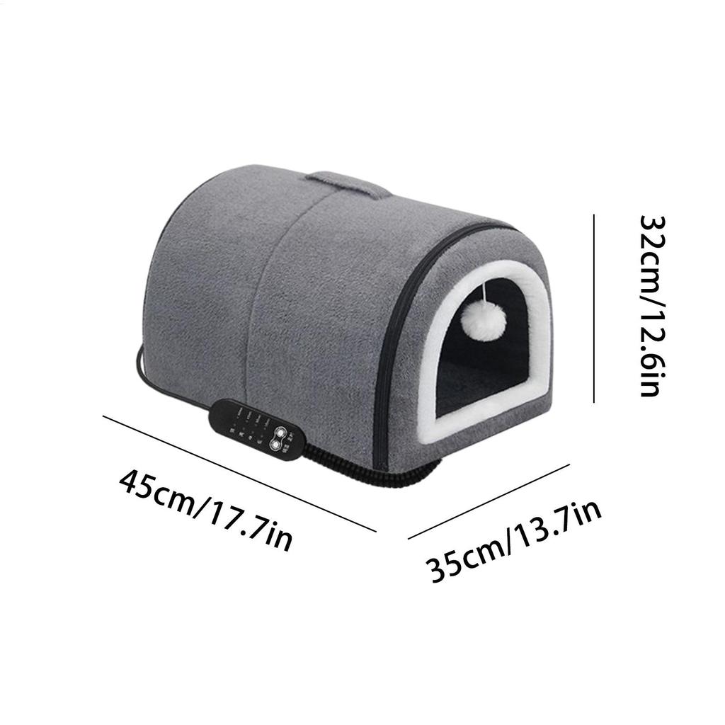 Covered Cat Bed Dog Bed With Roof Temp Adjustment Semi-Enclosed Removable Warm Nest For Medium Breed Kitten Puppy All Season