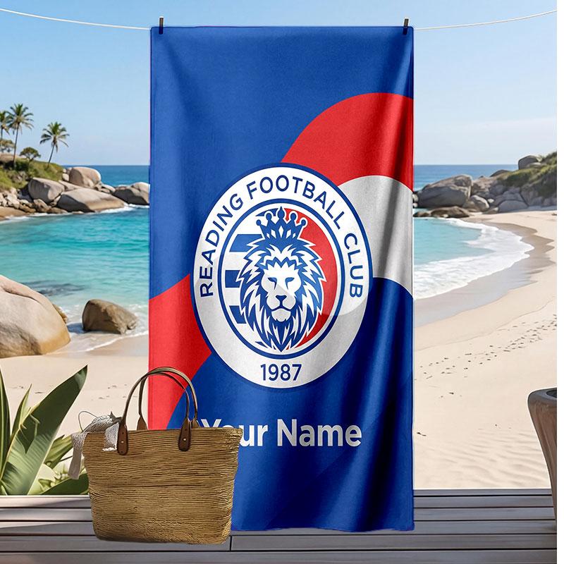 Reading FC Personalized Printed Beach Towel Soccer Logo Support Custom Name Text Absorbent Towel For Sport Travel Special Gift