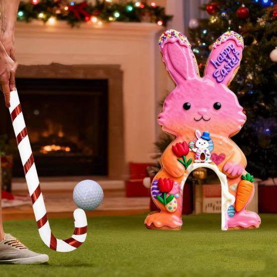 Paskalya Golf Oyunu Seti Mini Tavşan Golf Sahası Şeker Kamışı Sopası ve Toplarıyla Çocuklar Yetişkinler İçin Eğlenceli İç Mekan Dış Mekan Parti Oyunu Aile Toplantı Odası Dekorasyonu