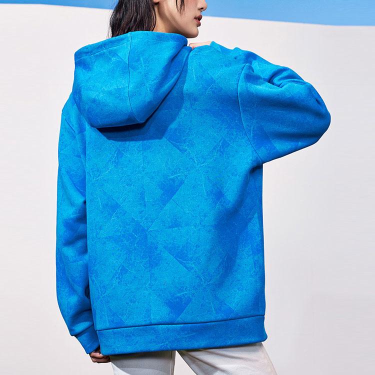 Anta Basketball Series Full Print Drawstring Hoodie With Long Sleeves Unisex Tops Bright-Blue 152311756-3