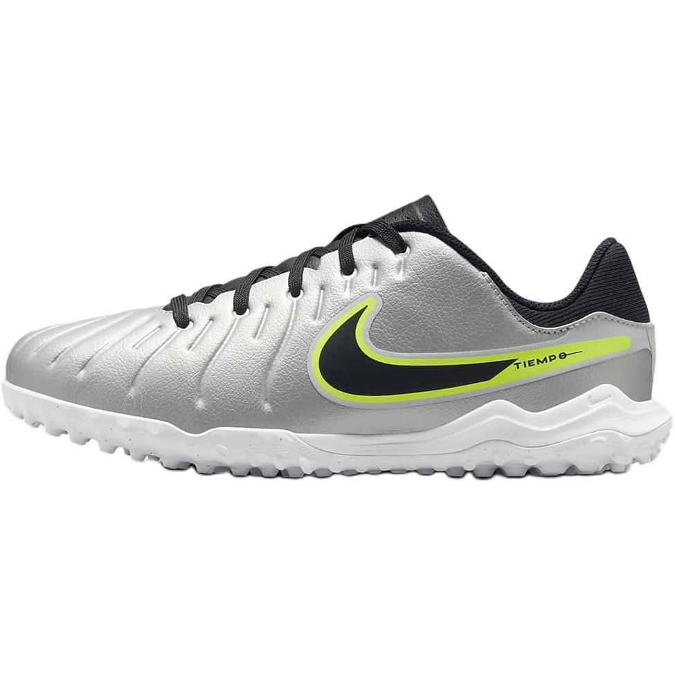 Nike Jr Tiempo Legend 10 Academy TF Metallic Silver Volt Black DV4351-001 33.5