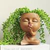 Face Planter Pots Cactus Succulent Planter Resin Closed Eyes  Face Flower Pot With Drainage Hole For Indoor Outdoor