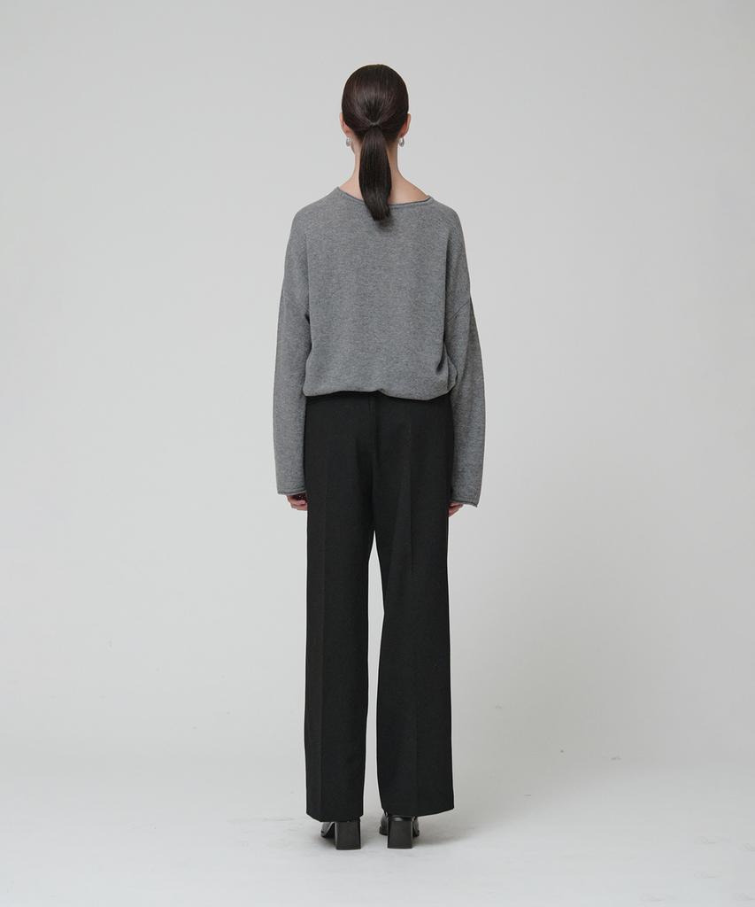 MUSEE [Essentiel] Arch Minimal Wool-Blend Semi-Wide Pants_Black